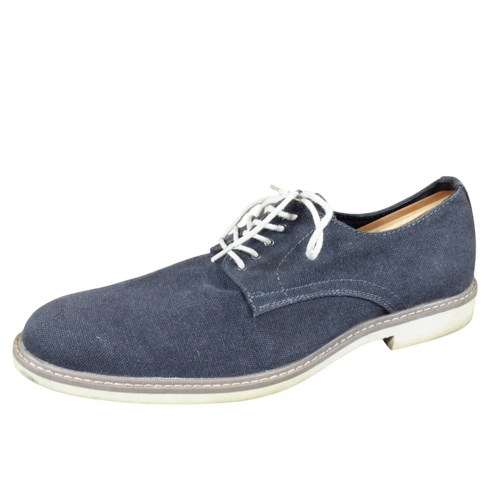 Free Press RN 58665 Men Casual Canvas Derby Shoes 10.5 Everyday Navy Blue Fabric